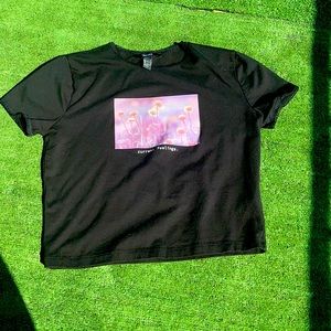 ‘current feeling’ lace black crop top